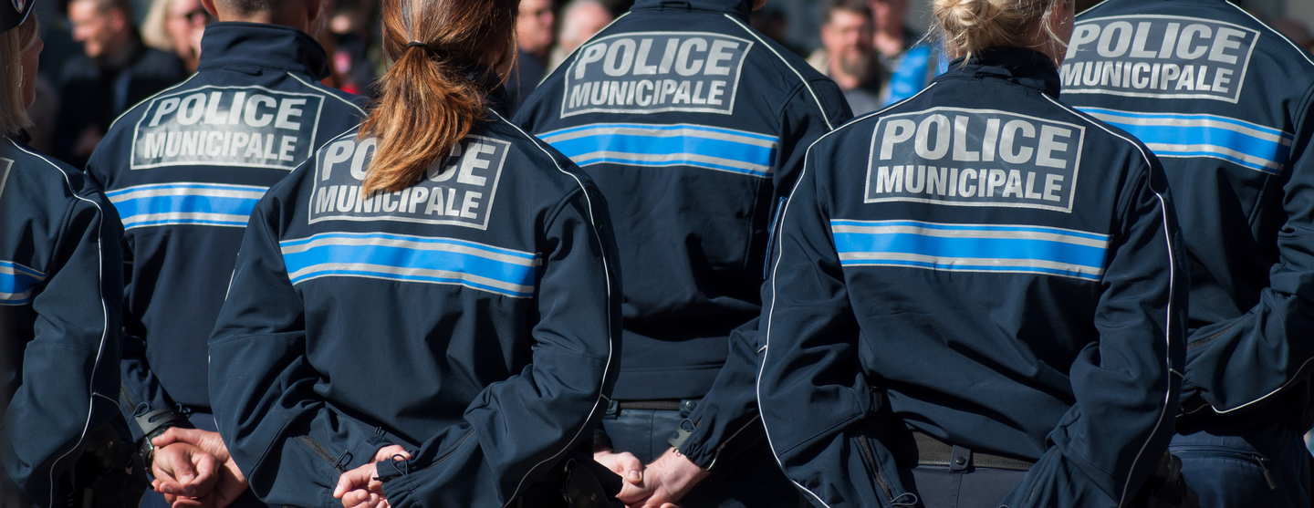 Vue de policiers municipaux à Mulhouse (Haut-Rhin) en 2019