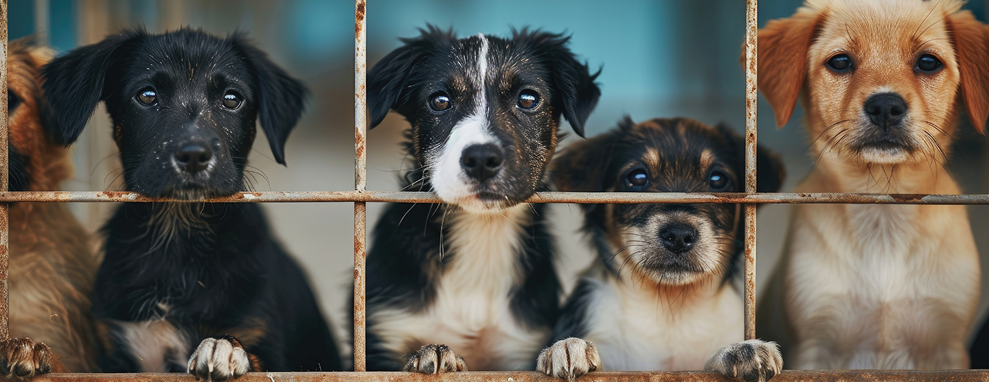 Chiots derrière un grillage